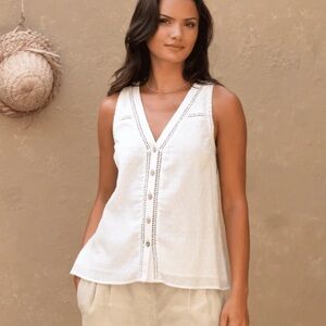 Nomad XXL NEW Fleetwood Cotton Top Coconut‎ Relaxed Swiss Dot Semi Sheer